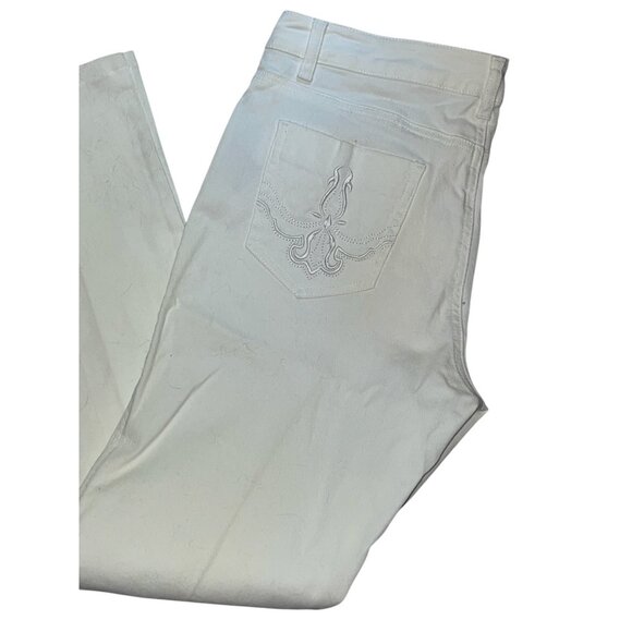 Nicole Miller Ivory White Cotton Blend Straight Leg Jeans Size 10 Womens - Picture 4 of 10